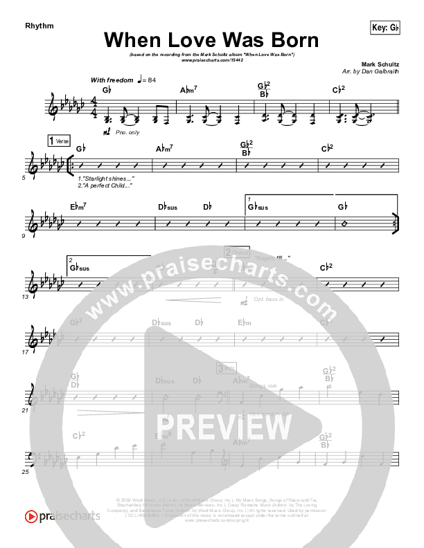 When Love Was Born Rhythm Chart (Mark Schultz)