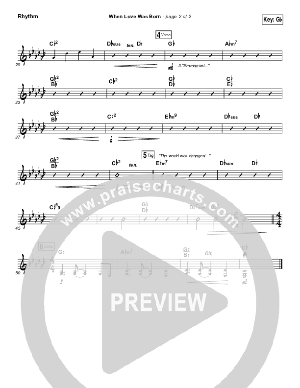 When Love Was Born Rhythm Chart (Mark Schultz)