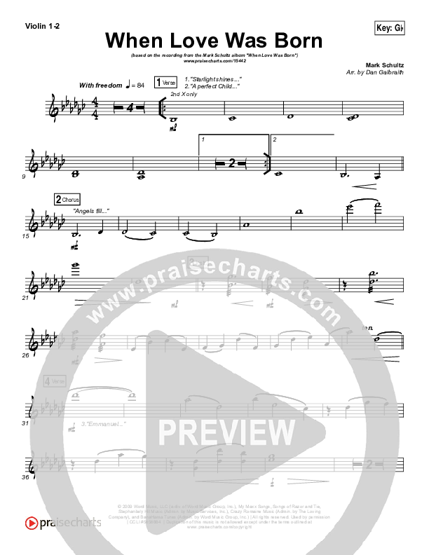 When Love Was Born Violin 1/2 (Mark Schultz)