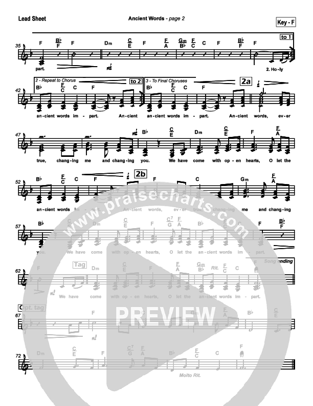 Ancient Words Lead Sheet (SAT) (Michael W. Smith)