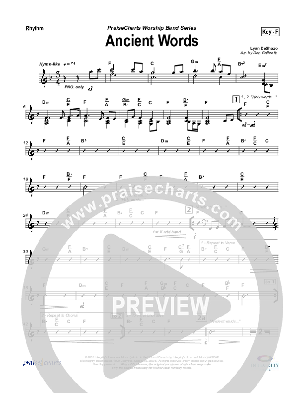 Ancient Words Rhythm Chart (Michael W. Smith)