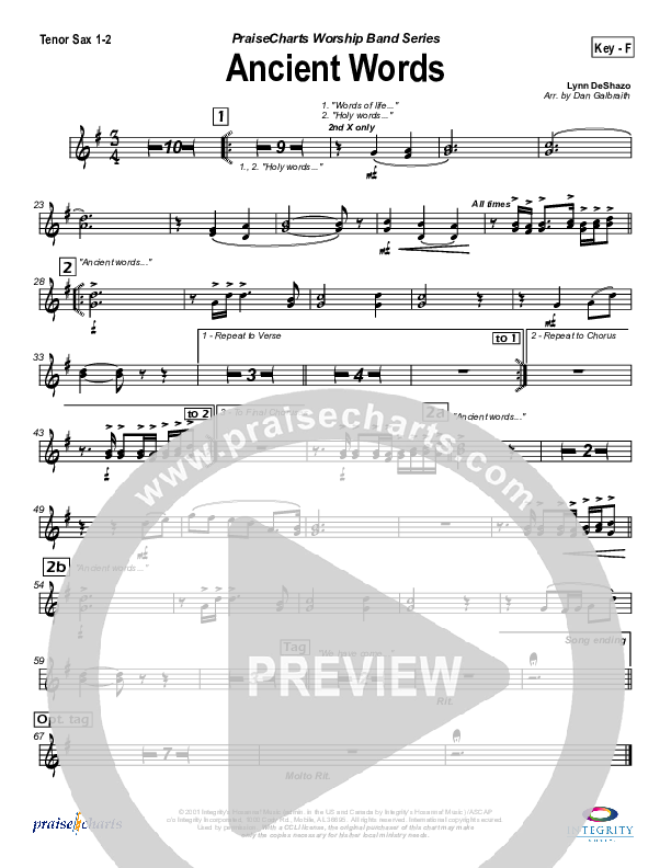 Ancient Words Tenor Sax 1/2 (Michael W. Smith)
