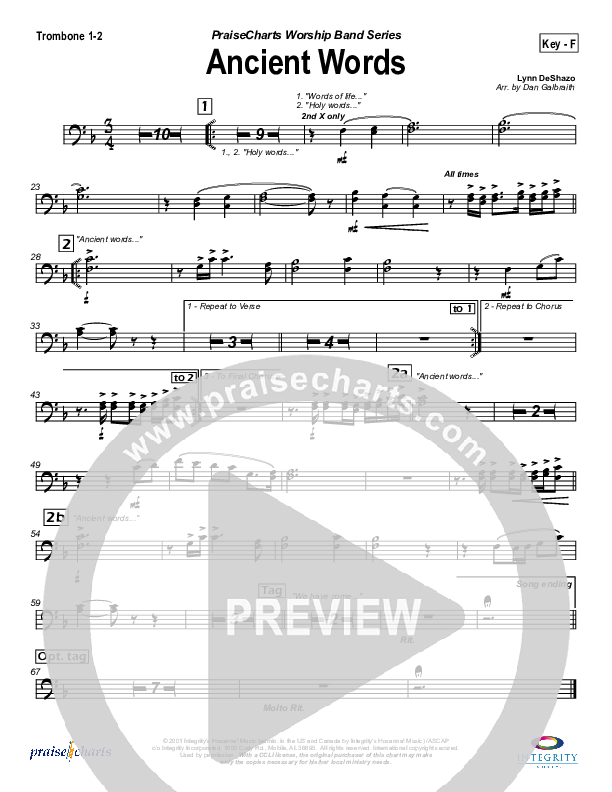 Ancient Words Trombone 1/2 (Michael W. Smith)