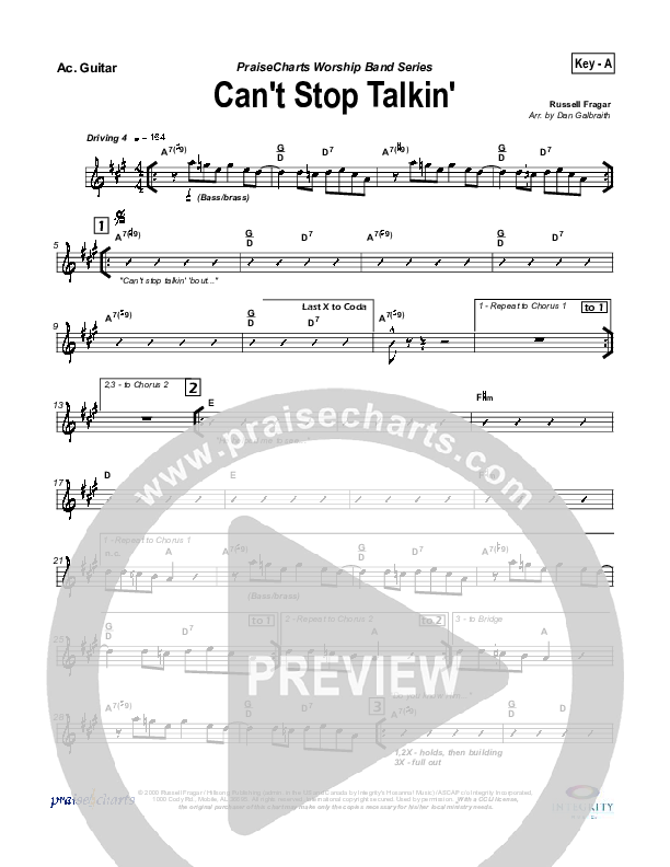 Can't Stop Talking Rhythm Chart (Hillsong Worship)