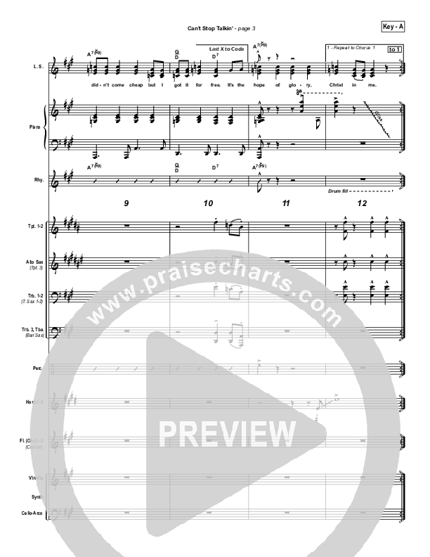 Can't Stop Talking Conductor's Score (Hillsong Worship)