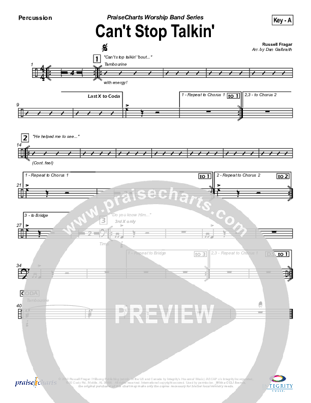 Can't Stop Talking Percussion (Hillsong Worship)