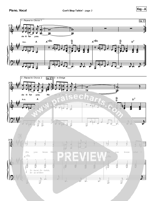 Can't Stop Talking Lead & Piano (Hillsong Worship)