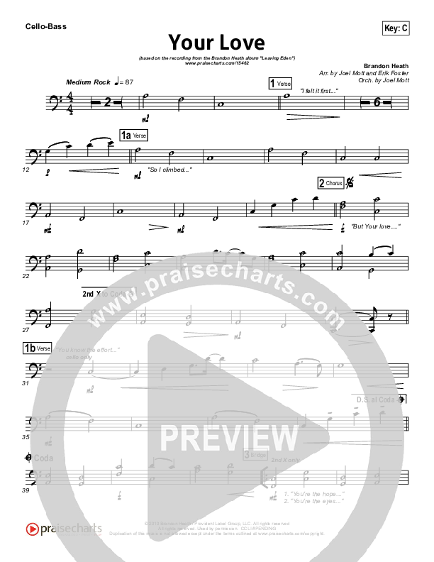Your Love Cello/Bass (Brandon Heath)