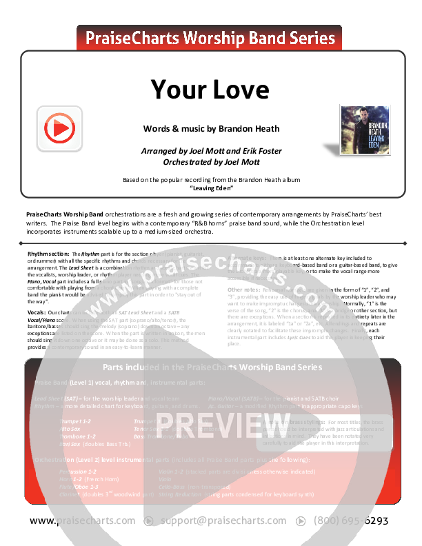 Your Love Cover Sheet (Brandon Heath)
