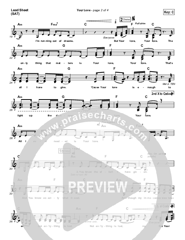 Your Love Lead Sheet (SAT) (Brandon Heath)