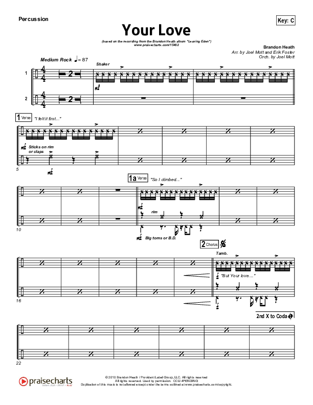 Your Love Percussion (Brandon Heath)