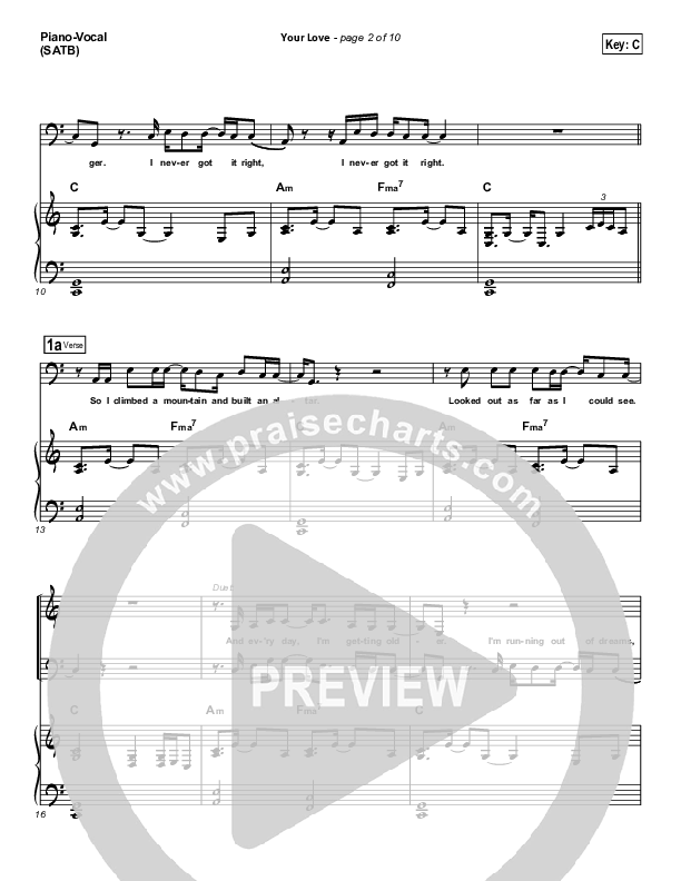 Your Love Piano/Vocal (Brandon Heath)