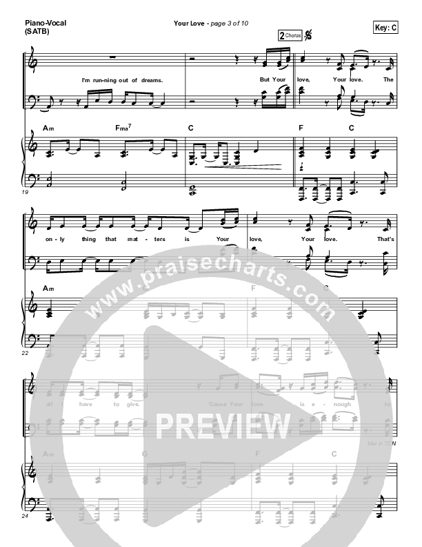 Your Love Piano/Vocal (SATB) (Brandon Heath)