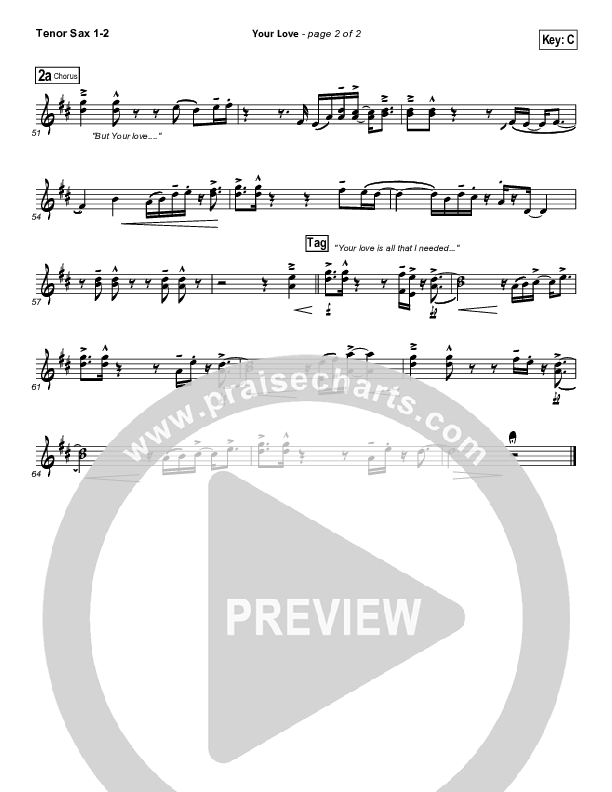 Your Love Tenor Sax 1/2 (Brandon Heath)