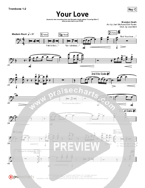 Your Love Trombone 1/2 (Brandon Heath)