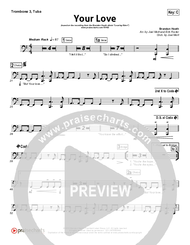 Your Love Trombone 3/Tuba (Brandon Heath)