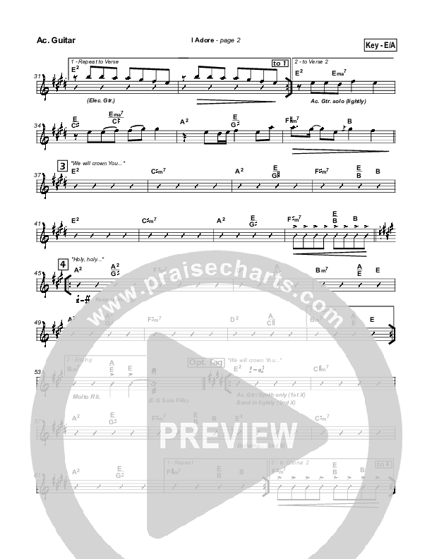 I Adore Acoustic Guitar (Hillsong Worship)