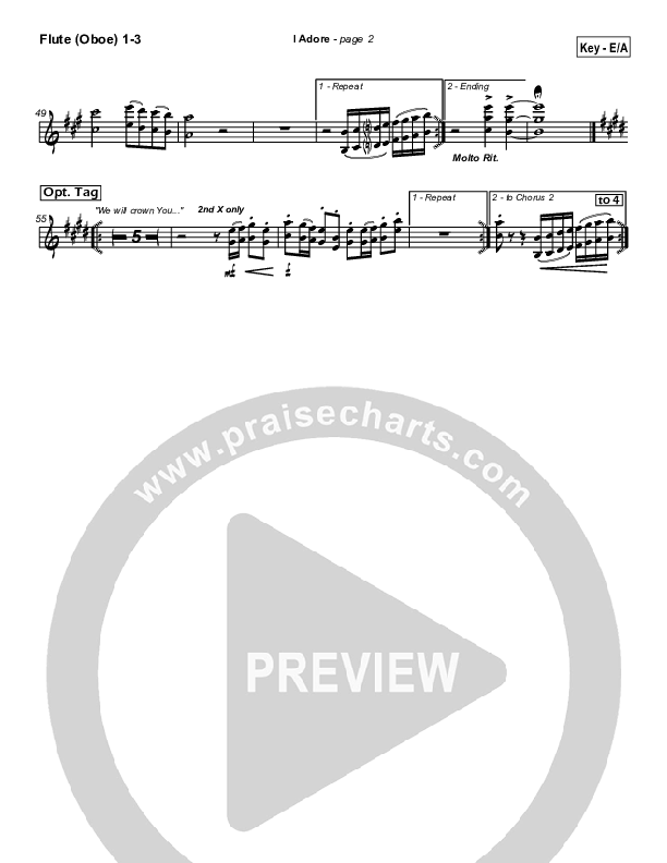 I Adore Flute/Oboe 1/2/3 (Hillsong Worship)