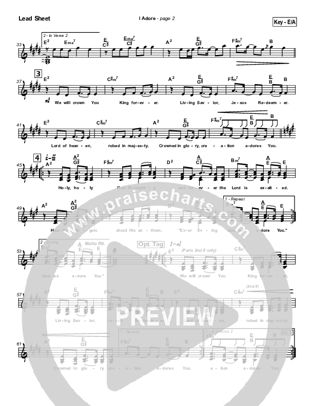 I Adore Lead Sheet (SAT) (Hillsong Worship)