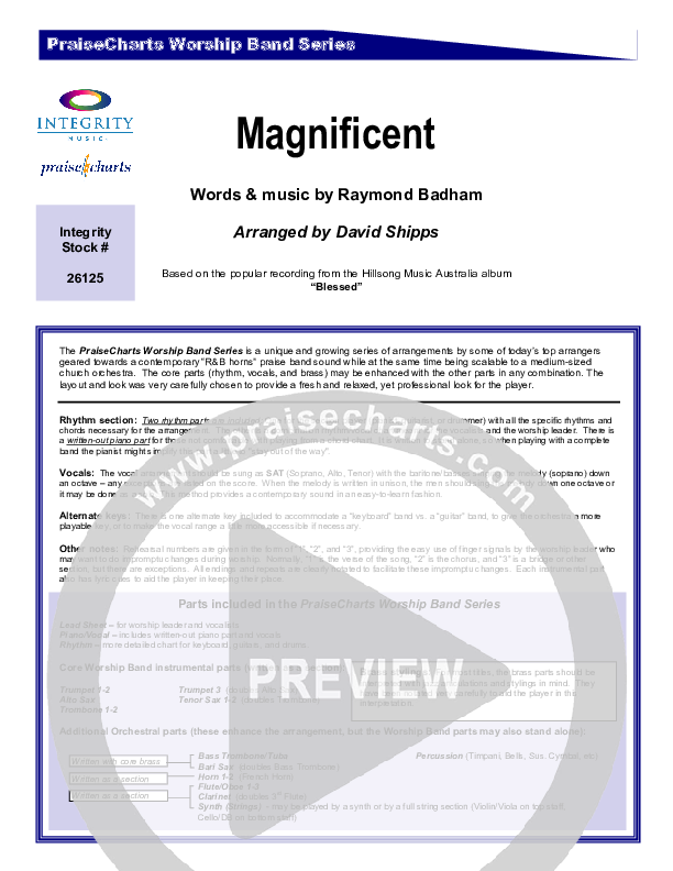 Magnificent Cover Sheet (Hillsong Worship)