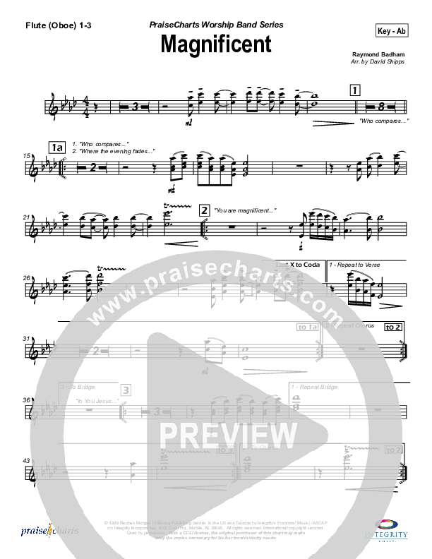 Magnificent Flute/Oboe 1/2/3 (Hillsong Worship)