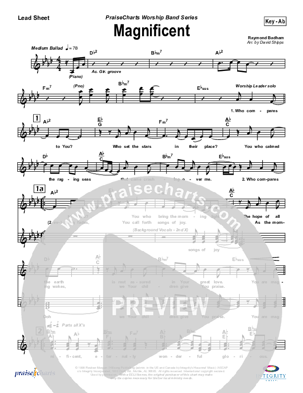 Magnificent Lead Sheet (SAT) (Hillsong Worship)