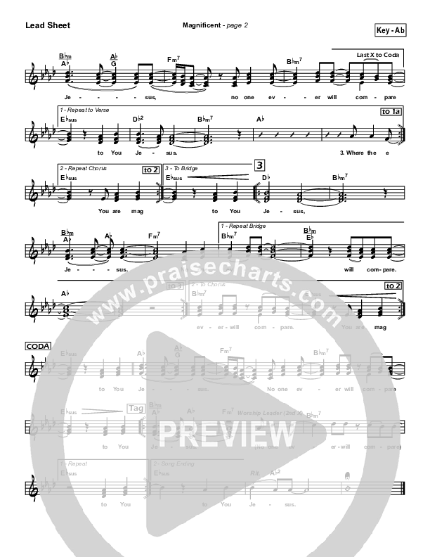 Magnificent Lead Sheet (SAT) (Hillsong Worship)