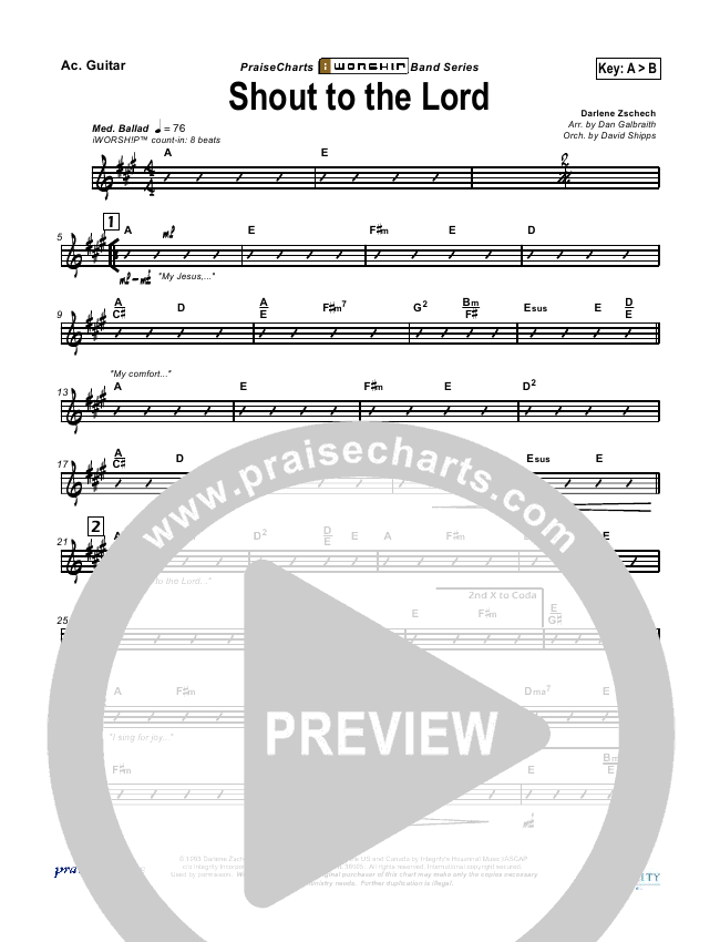 Shout To The Lord Chord Chart