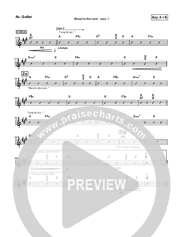 Shout To The Lord Acoustic Guitar (Hillsong Worship)