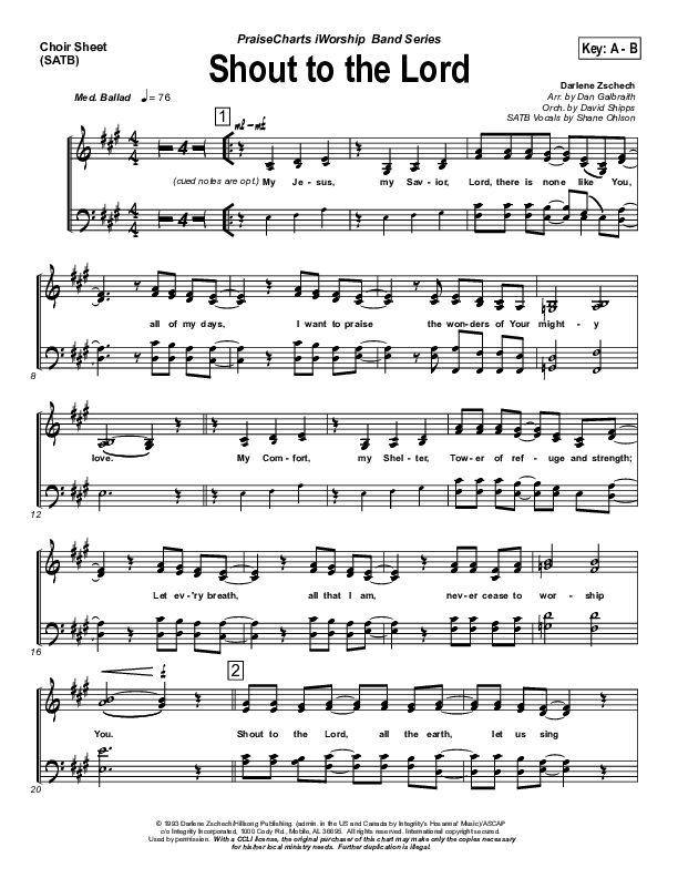 Shout To The Lord Choir Sheet (SATB) (Hillsong Worship)