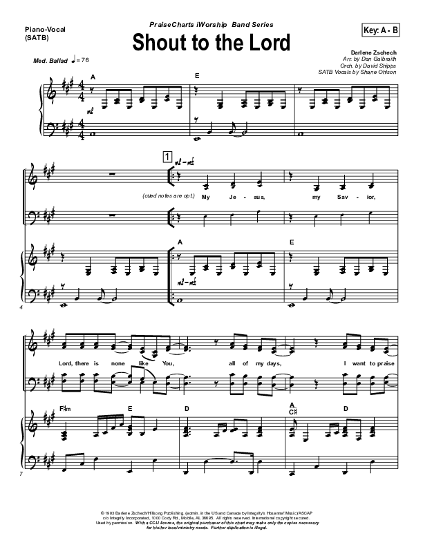 Shout To The Lord Sheet Music PDF (Hillsong Worship) - PraiseCharts