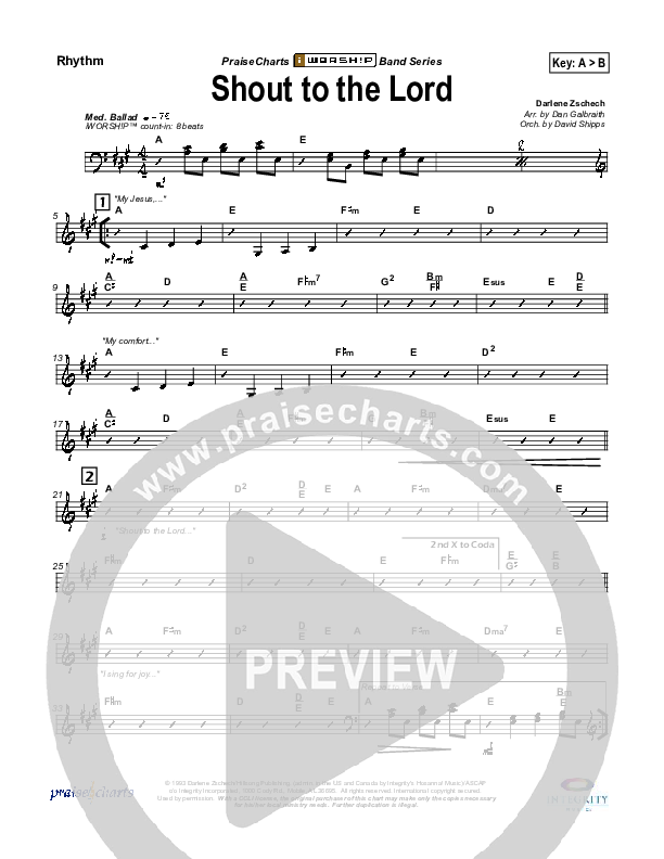 Shout To The Lord Rhythm Chart (Hillsong Worship)