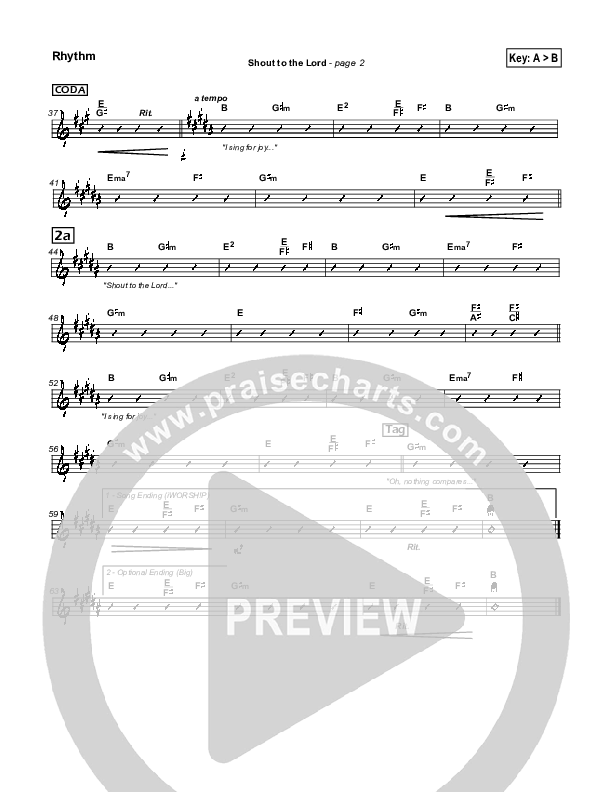 Shout To The Lord Rhythm Chart (Hillsong Worship)