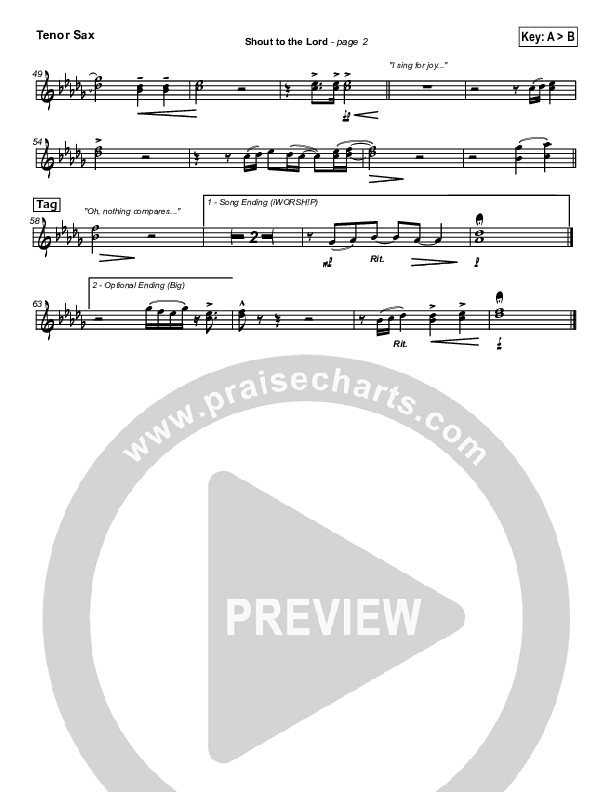 Shout To The Lord Tenor Sax 2 (Hillsong Worship)