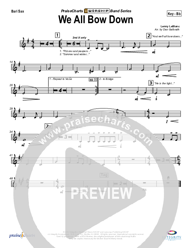 We All Bow Down Bari Sax (Lenny LeBlanc)