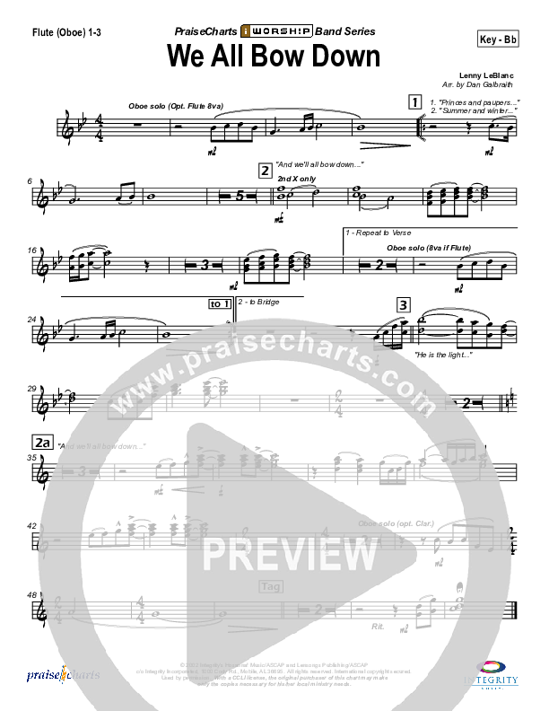 We All Bow Down Flute/Oboe 1/2/3 (Lenny LeBlanc)