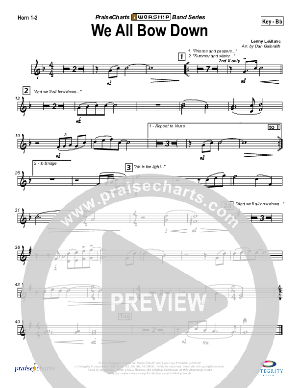 We All Bow Down French Horn 1/2 (Lenny LeBlanc)