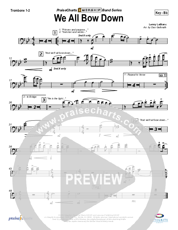 We All Bow Down Trombone 1/2 (Lenny LeBlanc)