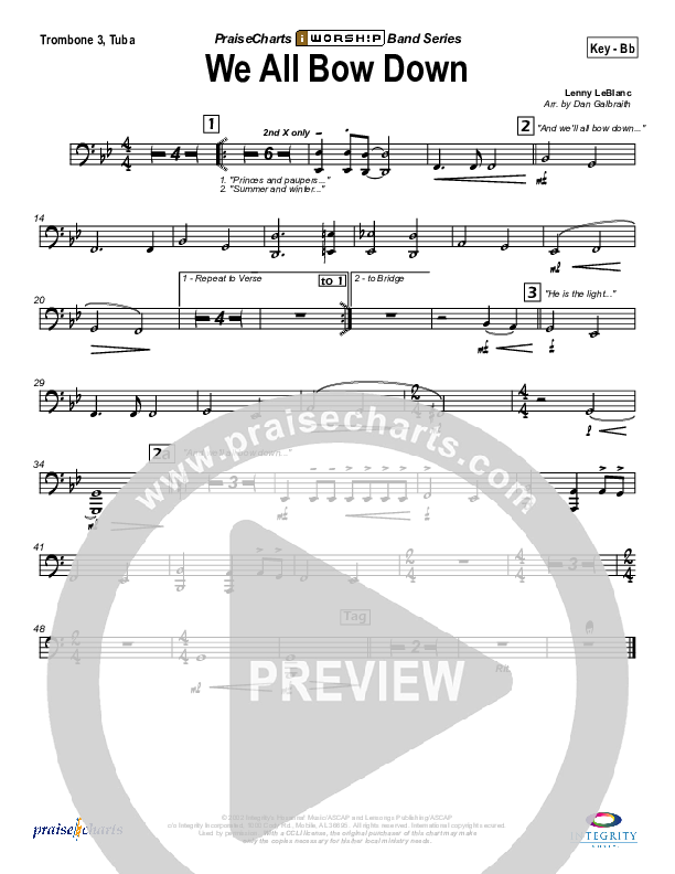 We All Bow Down Trombone 3/Tuba (Lenny LeBlanc)