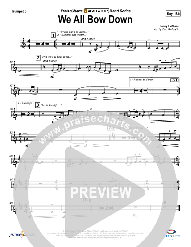 We All Bow Down Trumpet 3 (Lenny LeBlanc)