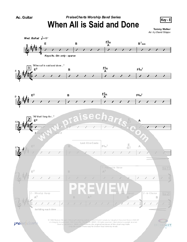 When All Is Said and Done Acoustic Guitar (Tommy Walker)