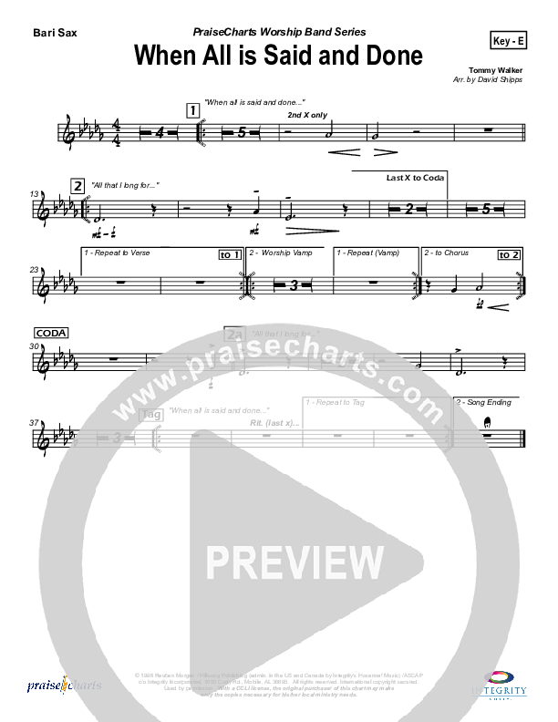 When All Is Said and Done Bari Sax (Tommy Walker)