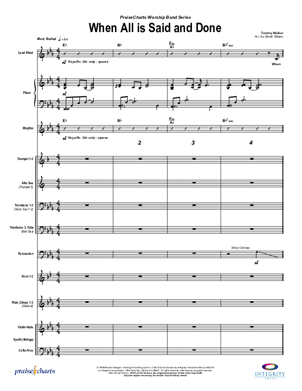 When All Is Said and Done Conductor's Score (Tommy Walker)