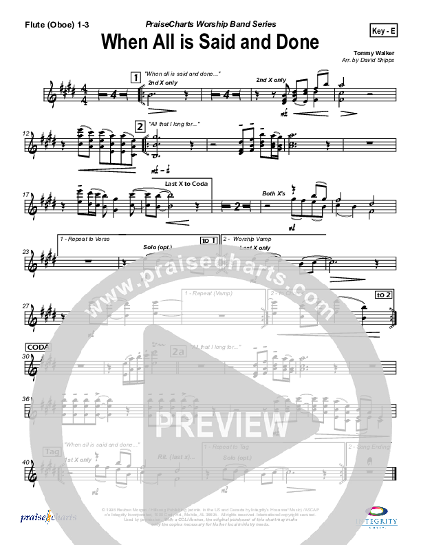 When All Is Said and Done Flute/Oboe 1/2/3 (Tommy Walker)