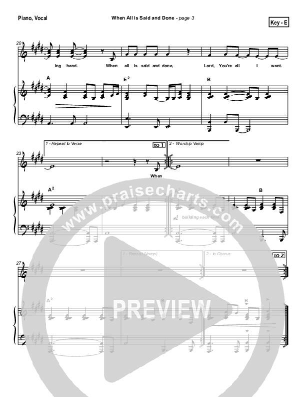 When All Is Said and Done Piano/Vocal Pack (Tommy Walker)