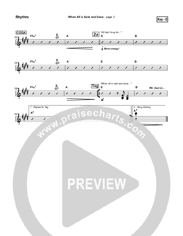 When All Is Said and Done Rhythm Chart (Tommy Walker)