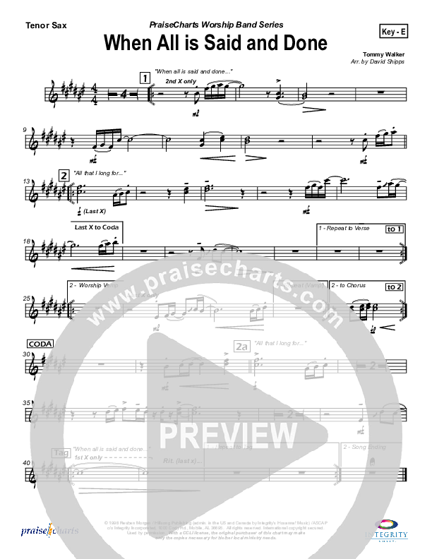 When All Is Said and Done Tenor Sax 2 (Tommy Walker)