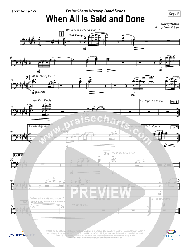 When All Is Said and Done Trombone 1/2 (Tommy Walker)
