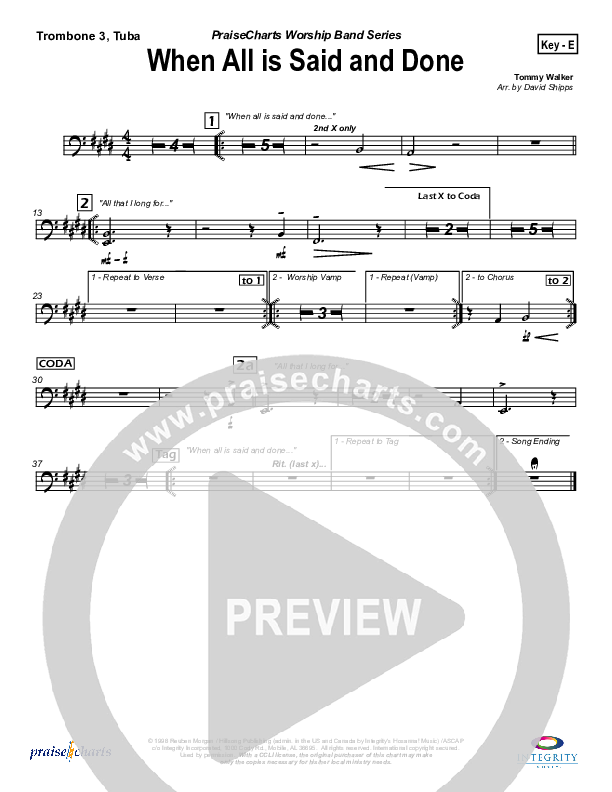 When All Is Said and Done Trombone 3 (Tommy Walker)