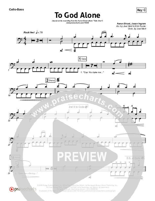 To God Alone Cello/Bass (Aaron Shust)